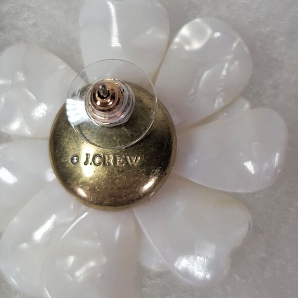 J.Crew White Full Bloom Classic Floral Statement Rhinestone Flower Earrings - Picture 3 of 4